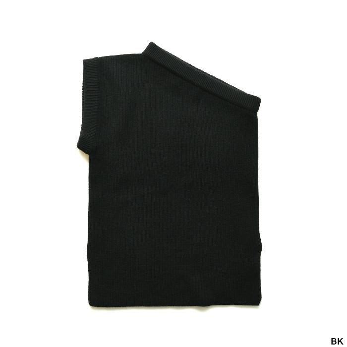 FUMIE=TANAKA◆asymmetry rib VE/ベスト/1/ウール/BLU/無地/F22A-31 FUMIE TANAKA】asymmetry rib VE / slit rib knit PA / ear