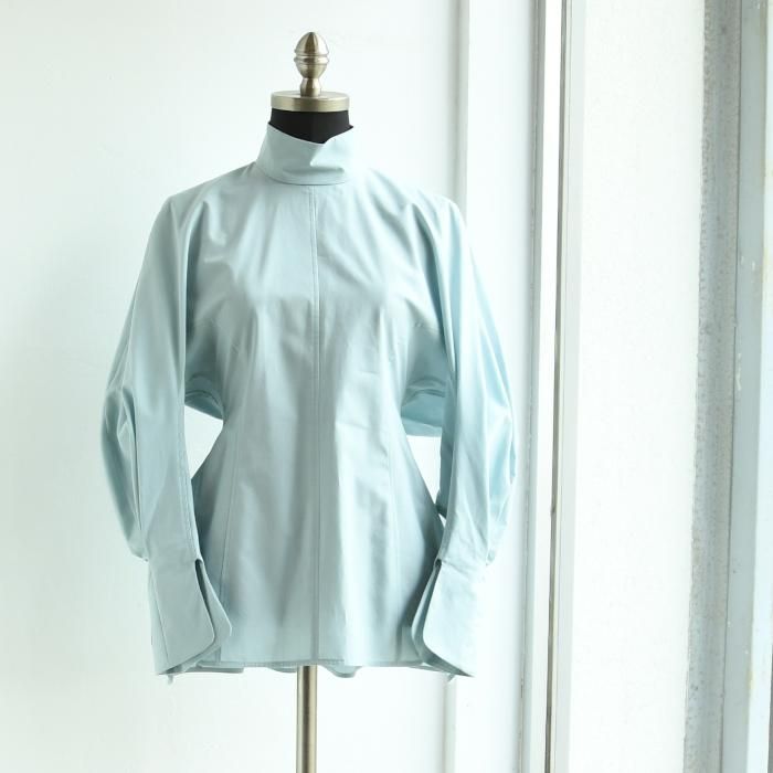 トップス Mame Cotton Chambray High Neck Blouse Mame Cotton Chambray High Neck Blouse