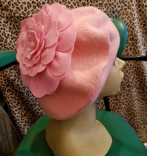 ベレー帽フラワーデザイン ピンク×ピンク - pinups-select-shop