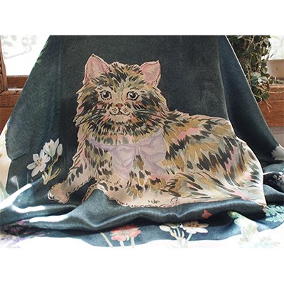 シルクサテンスカーフ 花輪ねこ - SAKURAYAMA OnlineShop