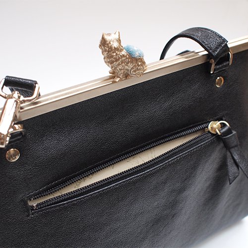 猫のピンクッションbag(L)ハンカチーフ ブラック - SAKURAYAMA OnlineShop