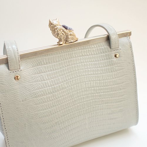 猫のピンクッションbag(S) 型押しホワイト - SAKURAYAMA OnlineShop