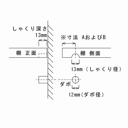 ダボ穴シャクリ加工費 棚滑り防止用穴加工費 ダボ12ミリ用 深さ13ミリ 別途機械セット料1100円 税込 が必要です Diy 木材 材木 棚板の通販なら Diy木材センター 織田商事株式会社