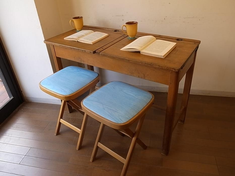 スクールデスク（2人用） - 【パインフラット アンティーク