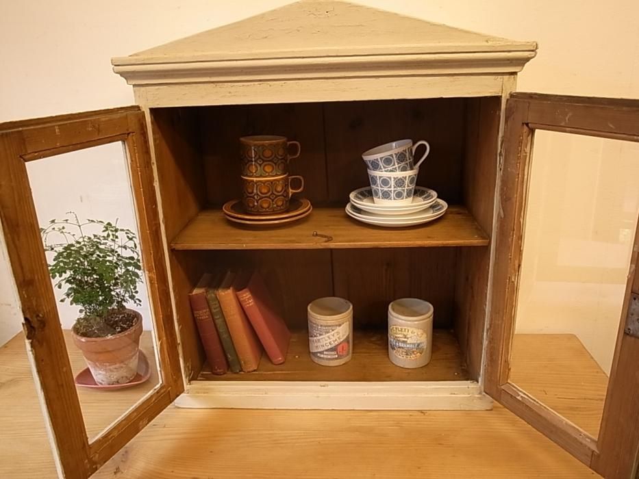 アンティークパイン 卓上ガラスキャビネット～【パインフラット