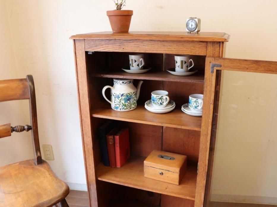 アンティーク ガラスキャビネット～【パインフラットアンティーク】