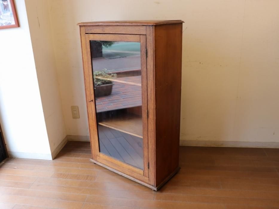 最終お値下げ‼️アンティークガラスキャビネット アンティーク ガラスキャビネット～【パインフラットアンティーク】