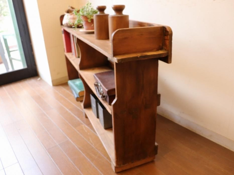 アンティークパイン W132ローシェルフ～【パインフラット