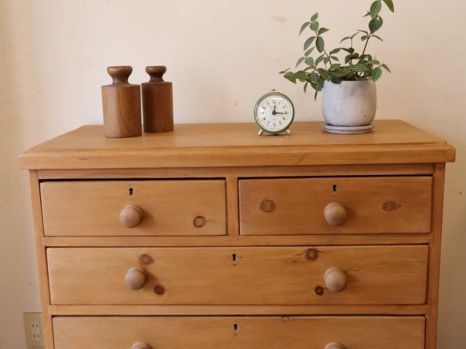 アンティークパイン 4段チェスト~【パインフラットアンティーク】