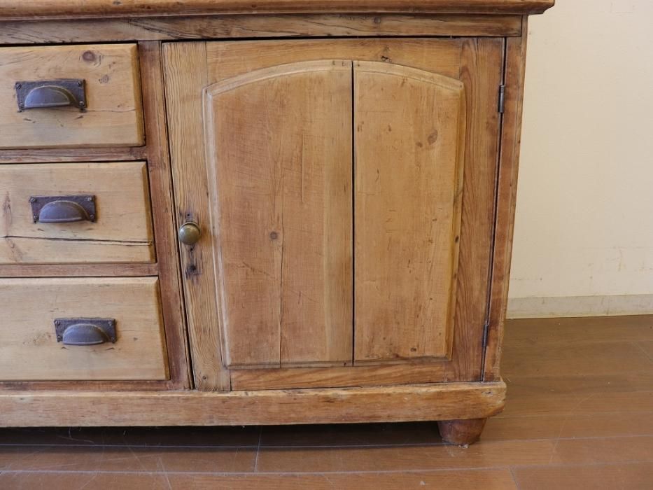 アンティークパイン W124ガラスキャビネット