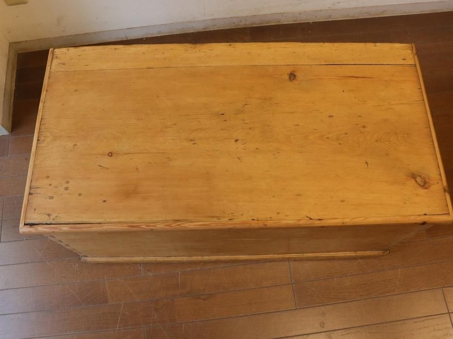 ブランケットボックス　アンティークパイン アンティークパイン W93ブランケットボックス～【パインフラット