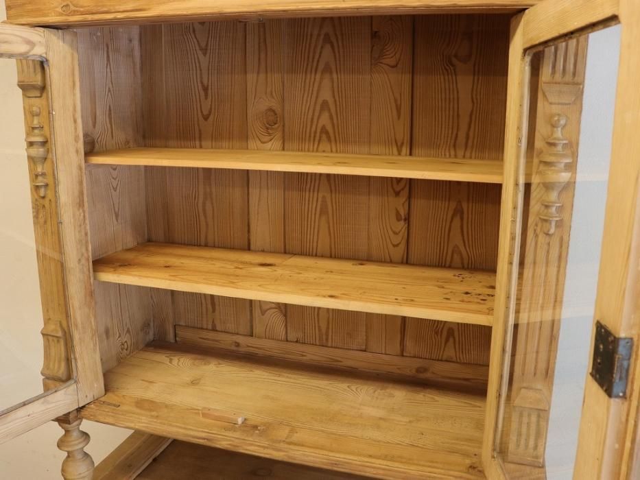 アンティークパイン W110ガラスキャビネット～【パインフラット