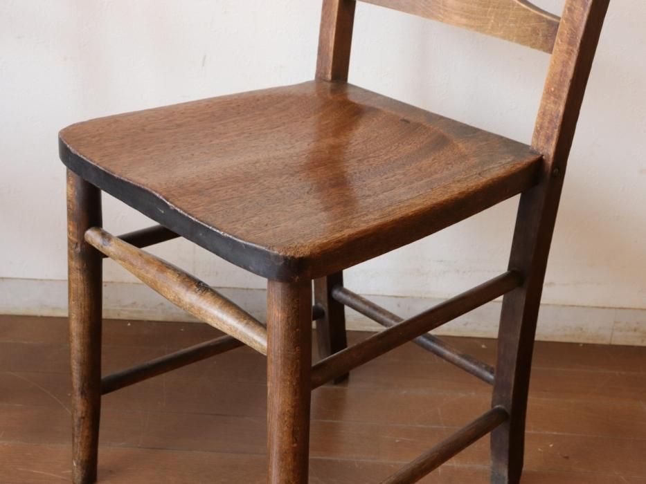 チャーチチェア　アンティーク① アンティーク オークのチャーチチェア～【パインフラット
