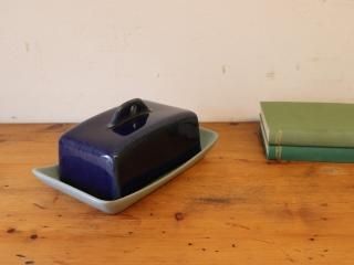 イギリスヴィンテージバターディッシュBLUE DOMINO イギリスヴィンテージバターディッシュBLUE DOMINO