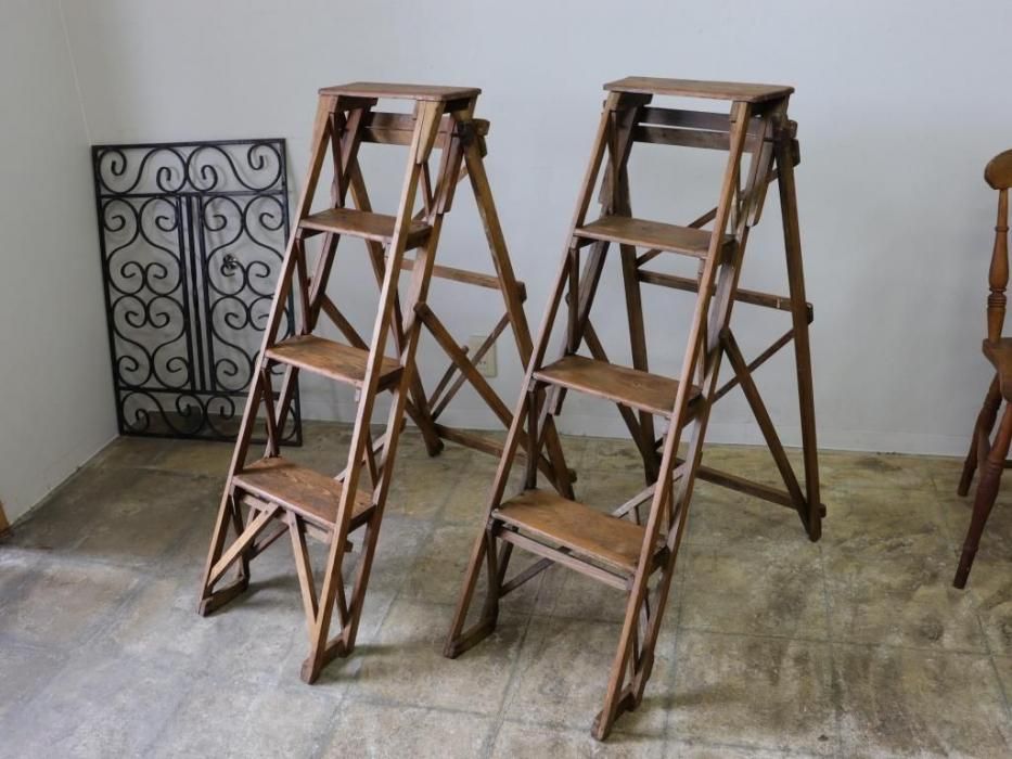 ステップラダー　アンティーク アンティークパイン ステップラダー～【パインフラット