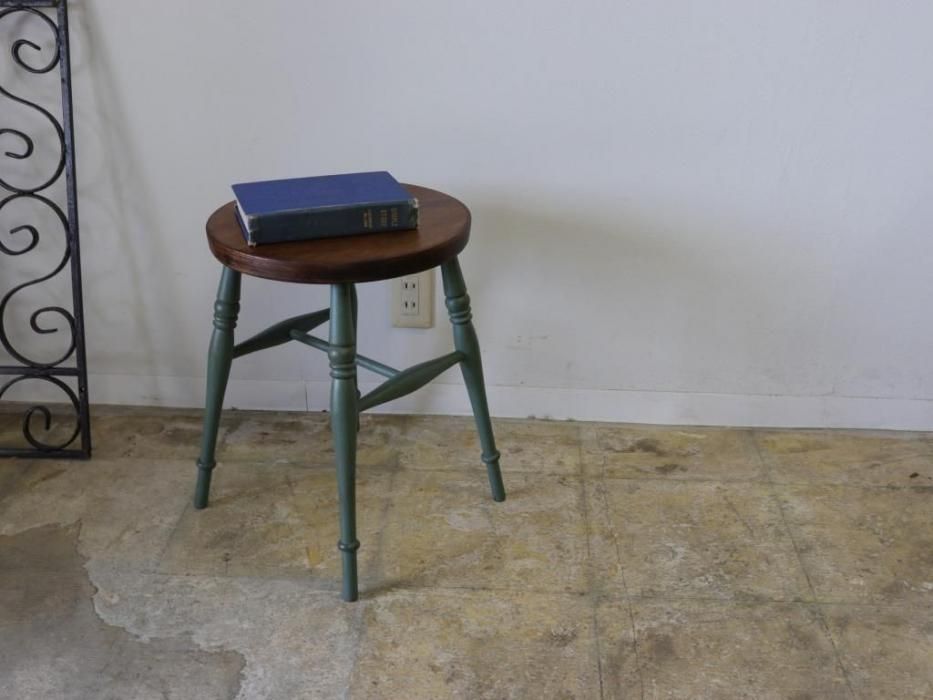 ヴィンテージ　ペイント　スツール ビンテージ ペイントスツール～【パインフラットアンティーク】