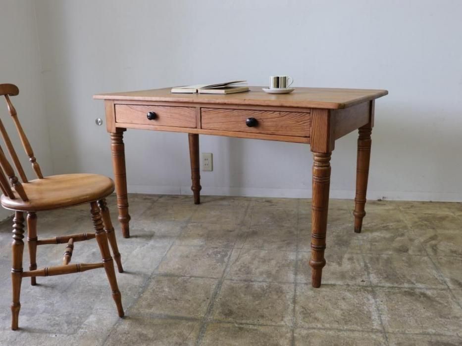 Sale ダメージ加工　アンティークパイン　ヴィンテージ テーブル アンティークテーブル オールドパイン W122テーブル