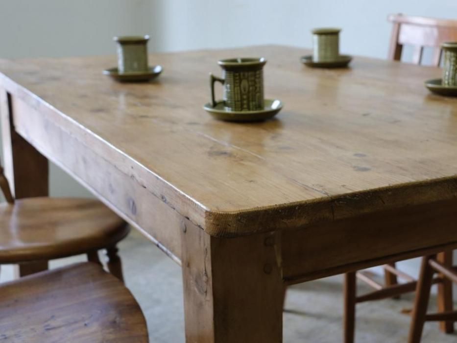 アンティークパイン W153どっしりテーパーレッグテーブル～【パイン