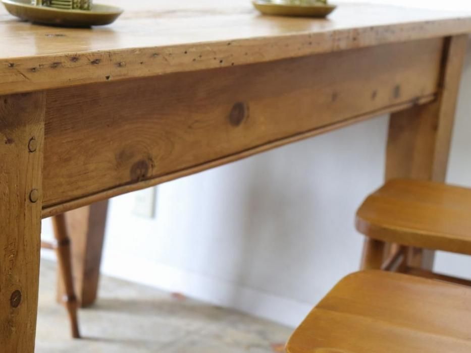 アンティークパイン W153どっしりテーパーレッグテーブル～【パイン