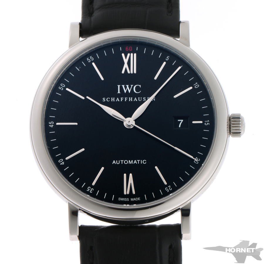 【114578】IWC インターナショナルウォッチカンパニー  IW356502 ポートフィノ ブラックダイヤル SS/レザー(クロコ) 自動巻き 当店オリジナルボックス 腕時計 時計 WATCH メンズ 男性 男 紳士