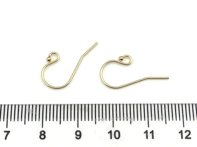 14kgf】14金 ピアスフック マットゴールド 1ペア(2個) 金属アレルギー対策 パーツ ハンドメイド アクセサリーパーツ商品詳細ページ 金アレ対応 14KGP 玉付きフックピアスパーツ 10ペア