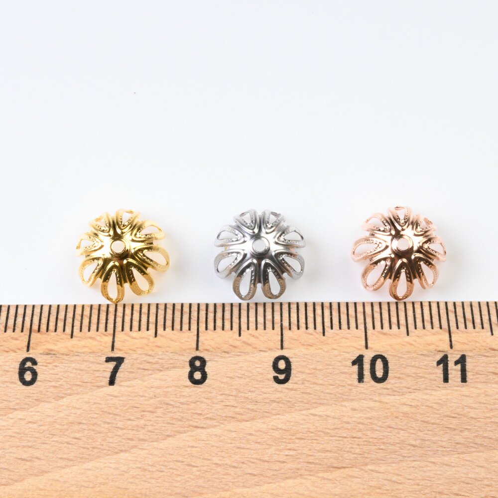 サージカルステンレス 316 】 座金パーツ ゴールド タイプI 10mm 花座 透かしキャップ 10個 ハンドメイド アクセサリーパーツ 資材 材料  問屋 専門店 - ピアス イヤリング パーツとステンレス資材のアクセサリーパーツ専門店【ピンクゴールド通販広場】