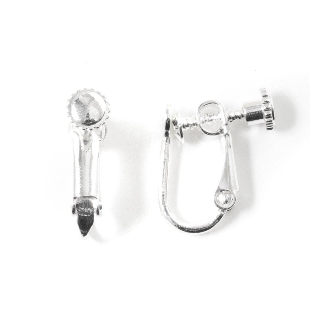 イヤリング パーツ ホワイトシルバー カン無し 平皿4mm 20個 金具 金属