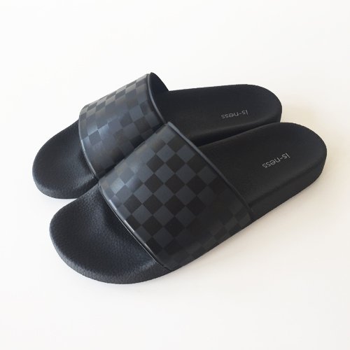 is-ness イズネス SHOWER SANDALS MADE IN ITALY BLACK×BLACK CHECKERED- EQUIPMENT  エキップメント WEB STORE 通販 石川県小松市