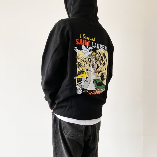 SAINTWOODS I Survived Hoodie BLACK- EQUIPMENT エキップメント 通販 WEB STORE