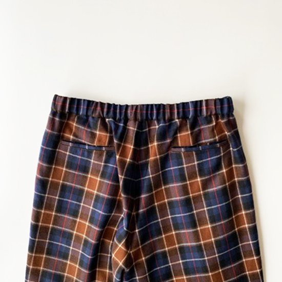 Graphpaper グラフペーパー Wool Check Wide Tuck Cook Pants BLUE CH 