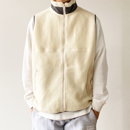 Graphpaper グラフペーパー Wool Boa Zip Up Vest WHITE- EQUIPMENT