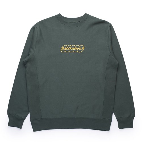 BOOK WORKS Record Logo Embroidered Crew FOREST GREEN