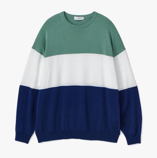 Graphpaper グラフペーパー Suvin Tricolor Crew Neck Knit MINT×BLUE- EQUIPMENT  エキップメント 通販 WEB STORE
