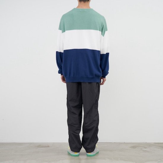 Graphpaper グラフペーパー Suvin Tricolor Crew Neck Knit MINT×BLUE- EQUIPMENT  エキップメント 通販 WEB STORE