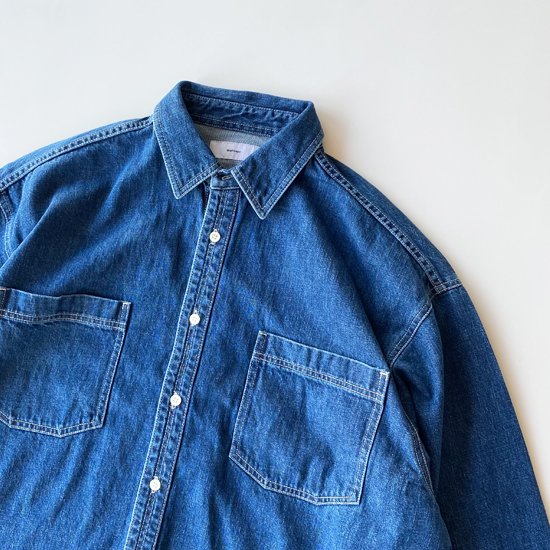 Graphpaper グラフペーパー Denim Regular Collar Shirt FADE