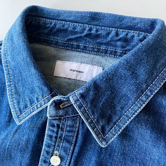 Graphpaper グラフペーパー Denim Regular Collar Shirt FADE