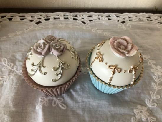 カップケーキ小物入れ ブルー アンティークと薔薇雑貨のお店countryhousek カップケーキ小物入れ ブルー アンティークと薔薇雑貨のお店countryhousek