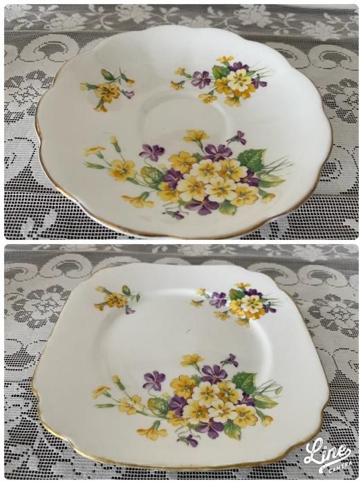 ロイヤルアルバート・すみれと黄色いお花のトリオ