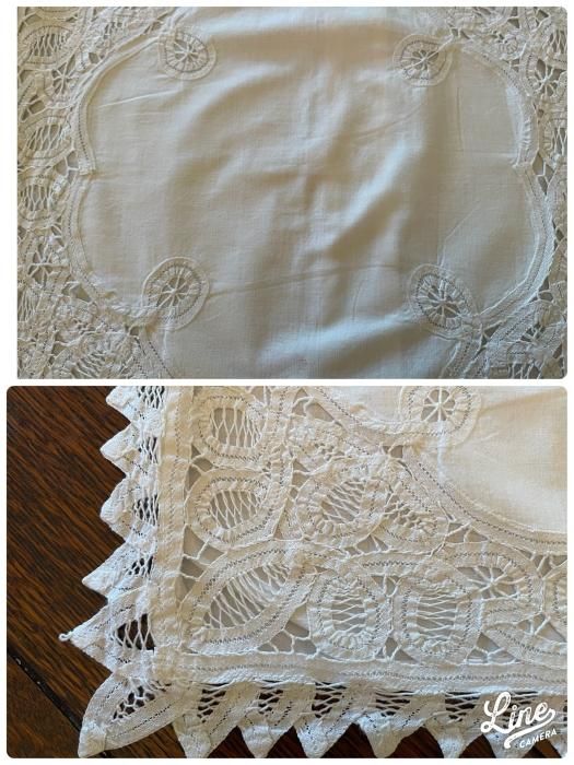 アンティーク　カットワークレース　クッションカバー　大・小　セット アンティーク カットワークレース クッションカバー 大・小 セット