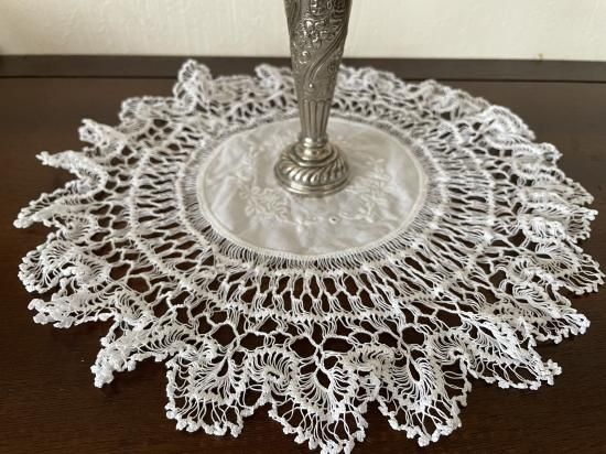 アンティーク テネリフレース 超極細糸 向日葵と太陽と花 アイボリー線