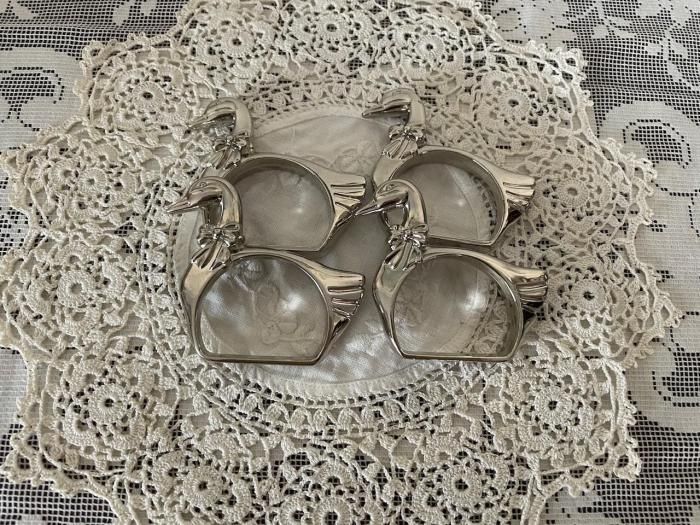 スワン・ナプキンリング4個セット - アンティークと薔薇雑貨のお