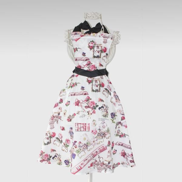 mika ラボット　エプロンドレス　ピンク　パッチワーク風　２点 70s patchwork print apron dress | Quilt