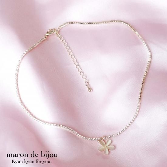 キラキラチェーンフラワーチョーカー かわいいアクセサリー通販 Maron De Bijou マロンドビジュー