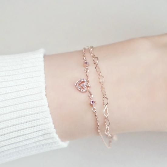 ハート2連チェーンブレスレット - かわいいアクセサリー通販