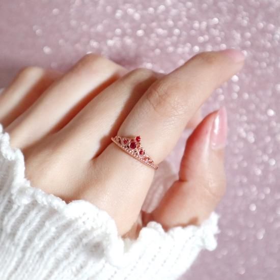 未使用保管品　クリスマスカラー　ティアラ風 リング　シンプルでかわいい ティアラリング/レッド - maron de bijou（マロンドビジュー