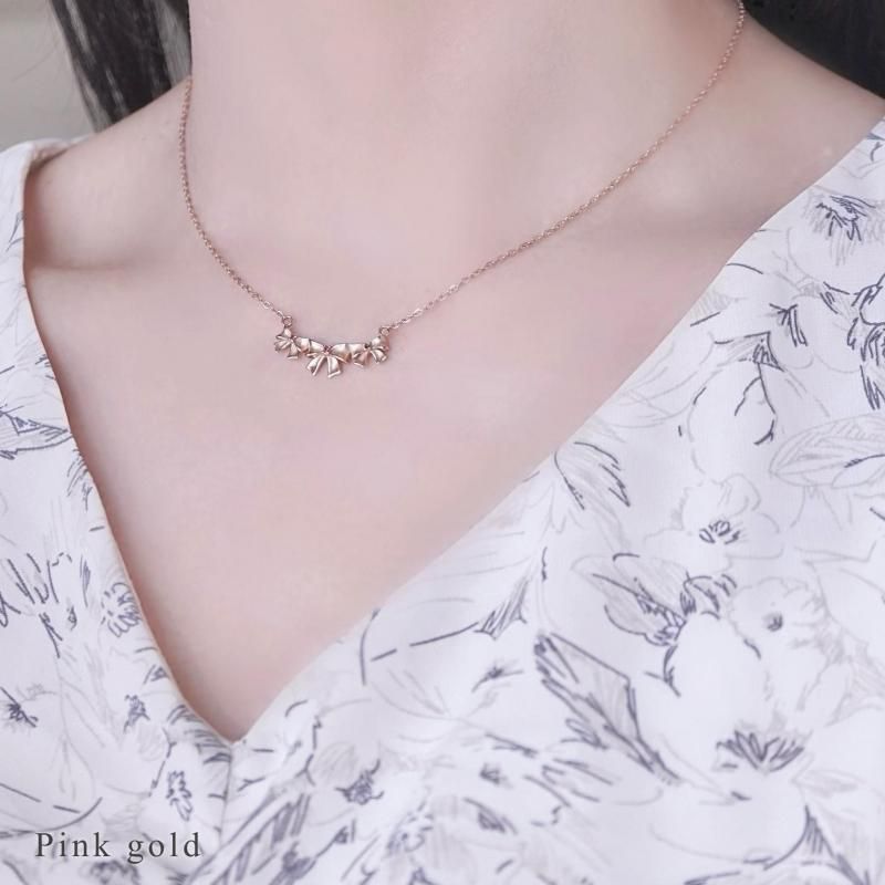 リボントリロジーネックレス/誕生石カラー(全12色) - maron de bijou