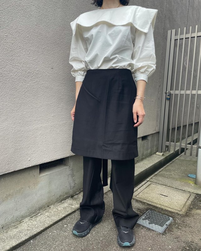【美品】JOHN Black Skirt-Effect Trousers定価35200円