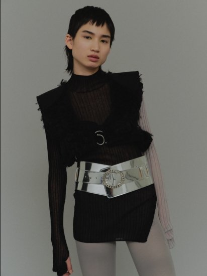 愛用 KISHIDAMIKI Fabric fur fit by top Faux black×mix Amazon.com