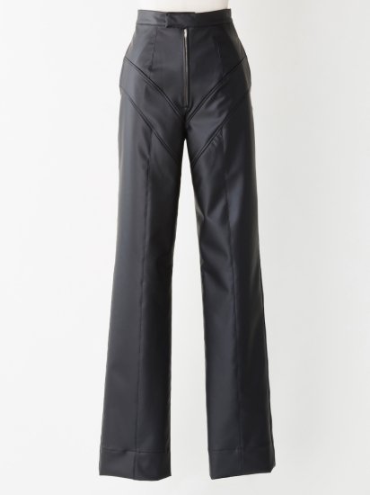 FETICO FAUX LEATHER HIGH RISE TROUSERS - VONDOT｜レディースセレクトショップ