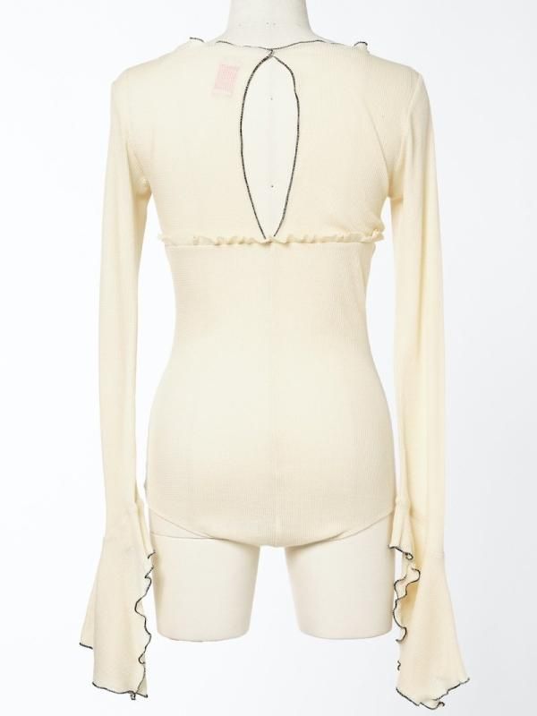 トップス fetico RUFFLED CUFFS WAFFLE BODY SUITSM fetico RUFFLED CUFFS WAFFLE BODY SUITSM